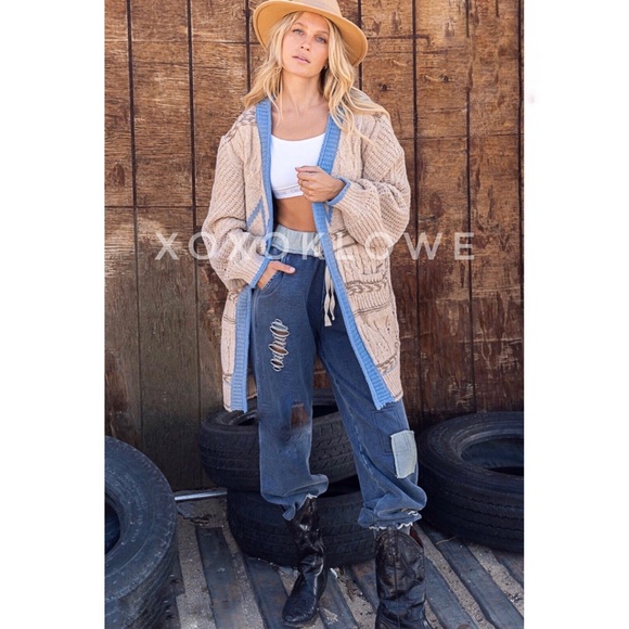 POL Aztec Knit Cardigan Open Front Relaxed Fit - Picture 5 of 11